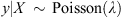 $$ y|X\enspace \sim \enspace \mathrm{Poisson}\left(\lambda \right), $$