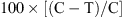 $$ 100\times [(\mathrm{C}-\mathrm{T})/\mathrm{C}] $$