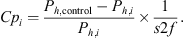 Mathematical equation: $$ C{p}_i=\frac{{P}_{h,\mathrm{control}}-{P}_{h,i}}{{P}_{h,i}}\times \frac{1}{s2f}. $$
